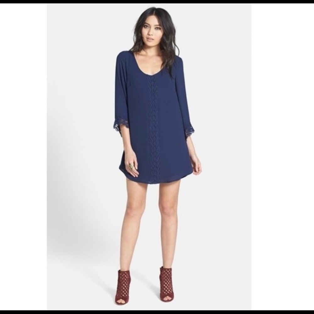 ASTR | The Label Navy Blue 3/4 Sleeve Mini Dress